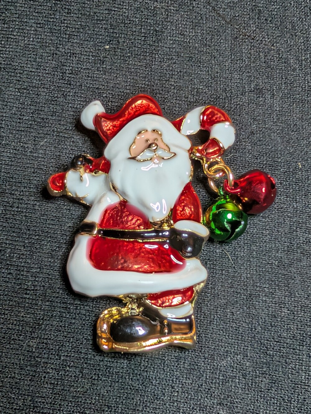 Festive Red and White Santa Pin Brooch
